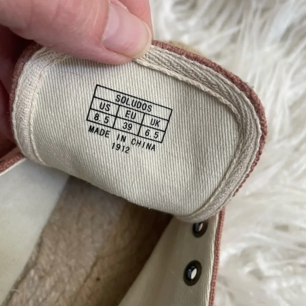 Soludos Izzy dusty pink canvas espadrille flats ladies 8.5‎ NO LACES